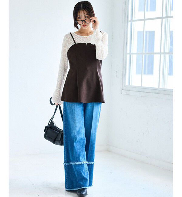 VIS「【美easy】ウーリッシュチュニック丈ビスチェ【セットアップ対応/洗える】」|キャミソール|