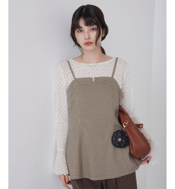 VIS「【美easy】ウーリッシュチュニック丈ビスチェ【セットアップ対応/洗える】」|キャミソール|ベージュ系(29)