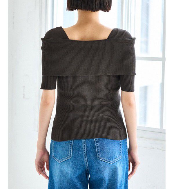 VIS「ビックカラーオフショルハーフスリーブニット」|ニット・セーター|