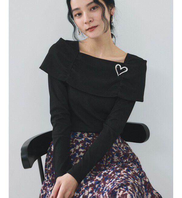 VIS「テレコオフショルダーロングスリーブプルオーバー」|Tシャツ・カットソー|ブラック(01)