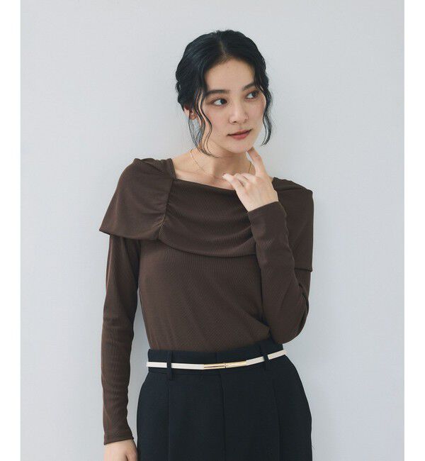 VIS「テレコオフショルダーロングスリーブプルオーバー」|Tシャツ・カットソー|ブラウン(20)
