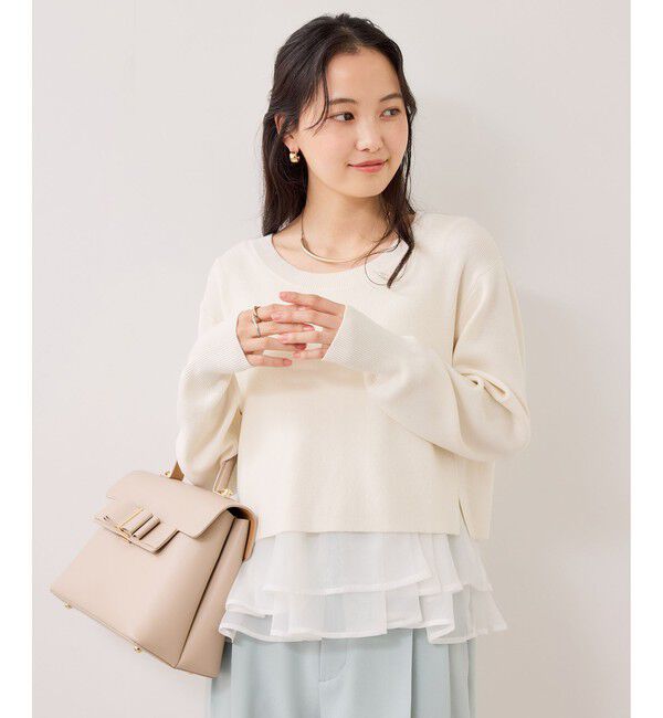 VIS「ペプラムオーガンジードッキングニットプルオーバー」|ニット・セーター|