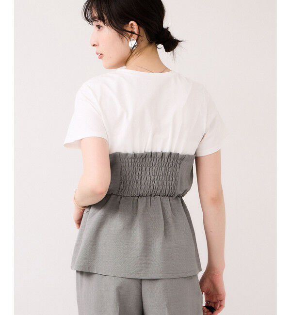 VIS「【WEB限定】美easyリネンライクシャーリングビスチェドッキングトップス/イージーケア・接触冷感」|Tシャツ・カットソー|