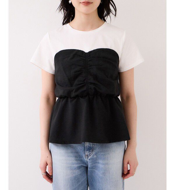 VIS「【WEB限定】美easyリネンライクシャーリングビスチェドッキングトップス/イージーケア・接触冷感」|Tシャツ・カットソー|