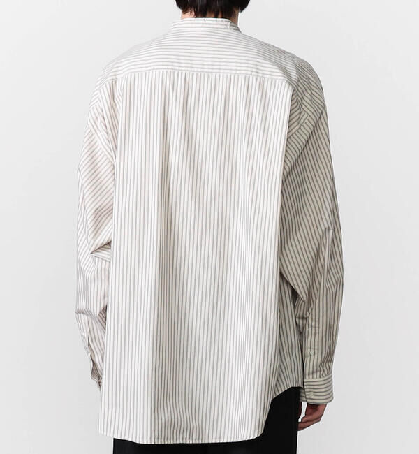 GYMPHLEX「Gymphlex | タイプライター バンドカラー 長袖シャツ STRIPE MEN」|シャツ・ブラウス|