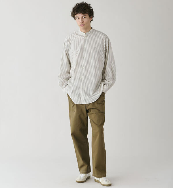 GYMPHLEX「Gymphlex | タイプライター バンドカラー 長袖シャツ STRIPE MEN」|シャツ・ブラウス|