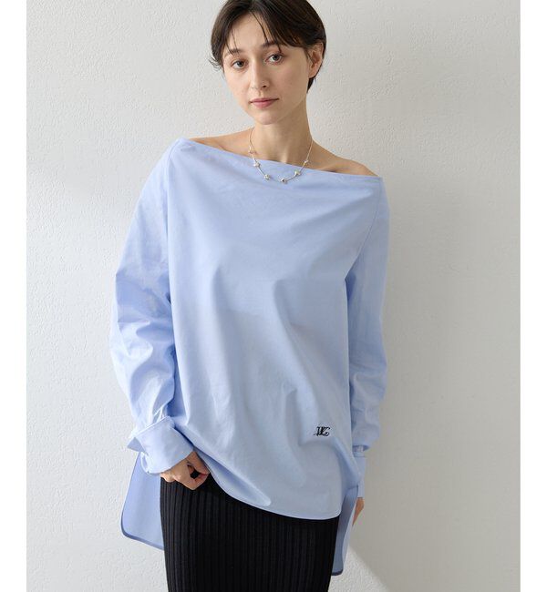  「ブロードオフショルダーブラウス」|シャツ・ブラウス|サックスブルー