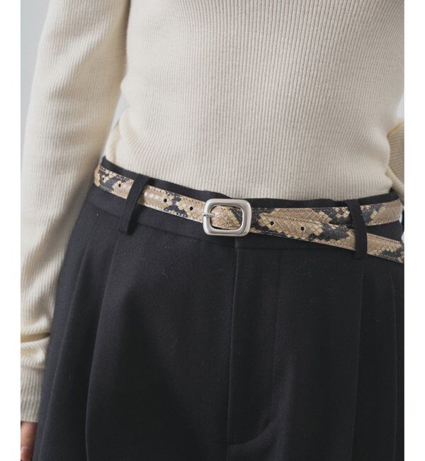 Hoaw.「【Hoaw.】型押しパイソンナローベルト」|ベルト|