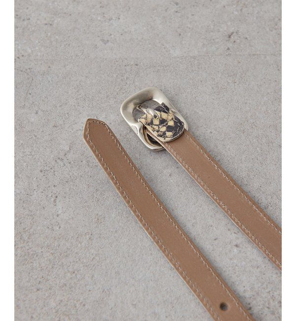Hoaw.「【Hoaw.】型押しパイソンナローベルト」|ベルト|
