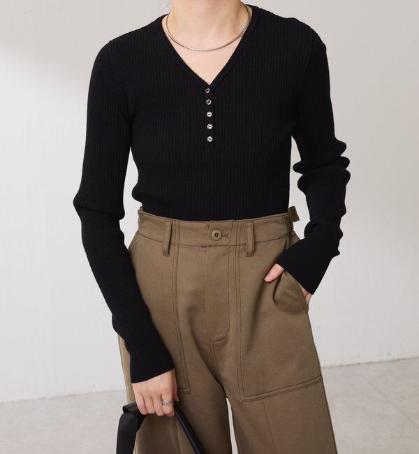  「ヘンリーネックVニット」|ニット・セーター|