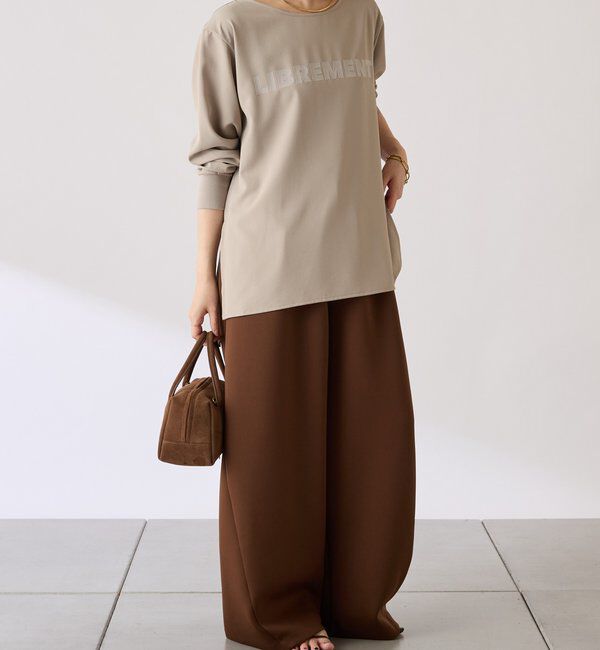  「フロッキーロゴ袖リブロンT/Tブラウス」|Tシャツ・カットソー|