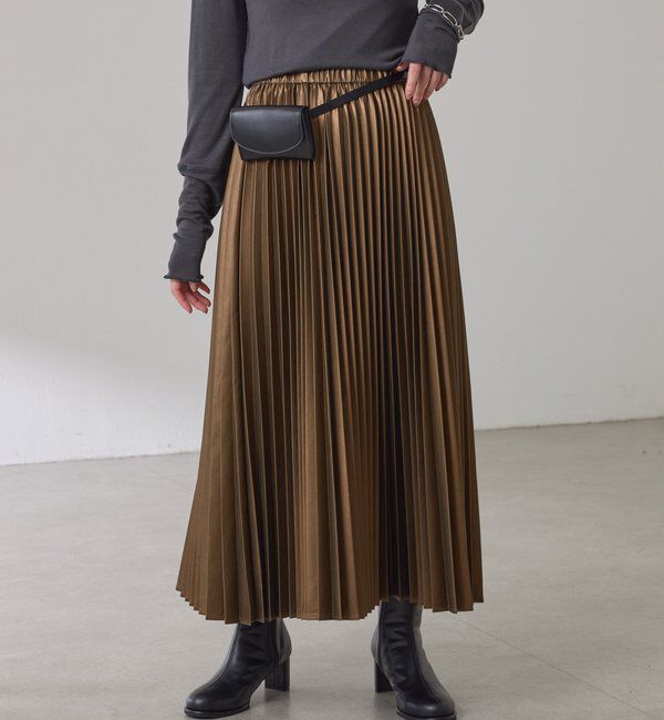  「フェイクレザープリーツスカート」|スカート|