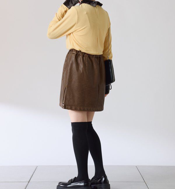  「レザーライクミニスカパン」|スカート|