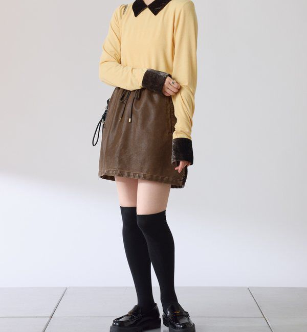  「レザーライクミニスカパン」|スカート|