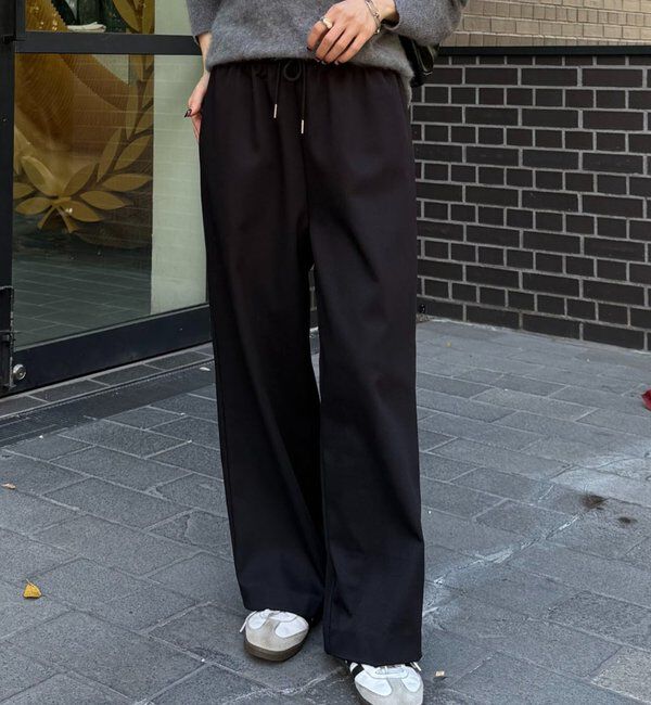  「裏起毛ボンディングイージーパンツ」|チノ|ブラック