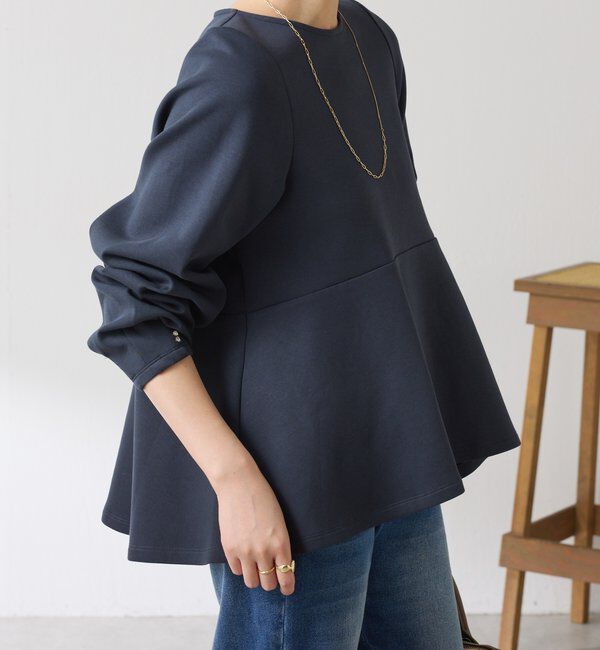  「袖ビジューペプラムカットソー」|Tシャツ・カットソー|