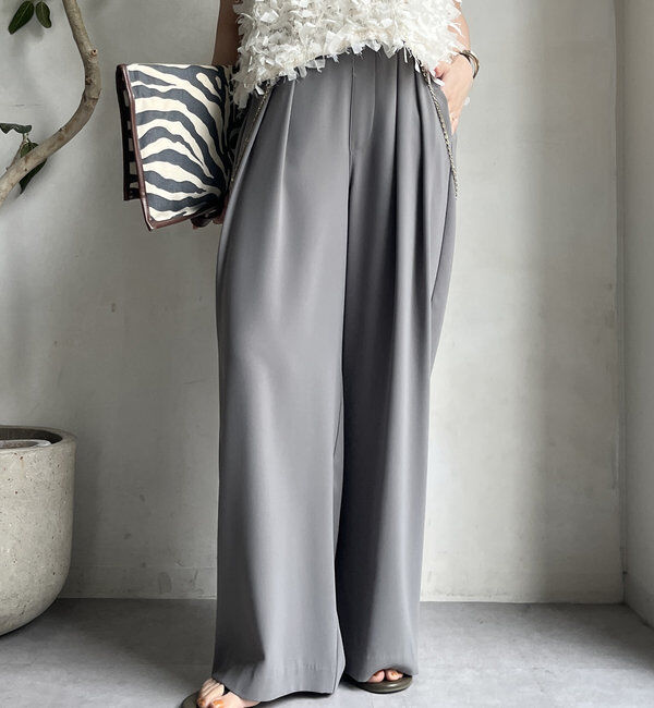  「【累計販売数3万枚突破/23色4サイズ展開！】タックワイドパンツ」|チノ|