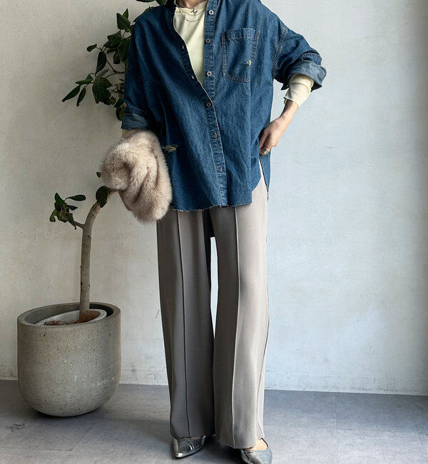  「【柔らかい着心地】袖シアーリブTEE」|Tシャツ・カットソー|