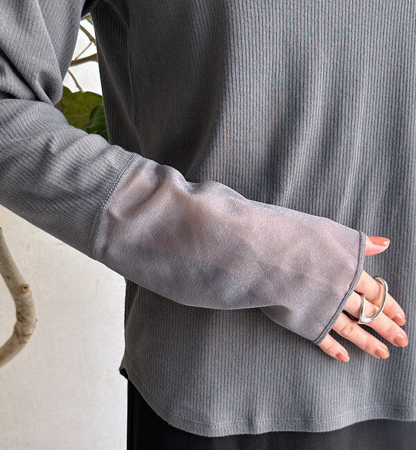  「【柔らかい着心地】袖シアーリブTEE」|Tシャツ・カットソー|