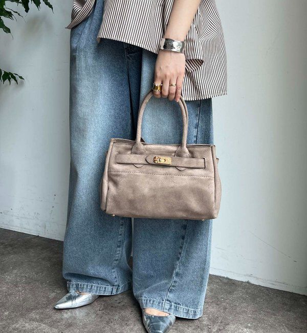  「フェイクスエードスクエアバッグ」|トートバッグ|