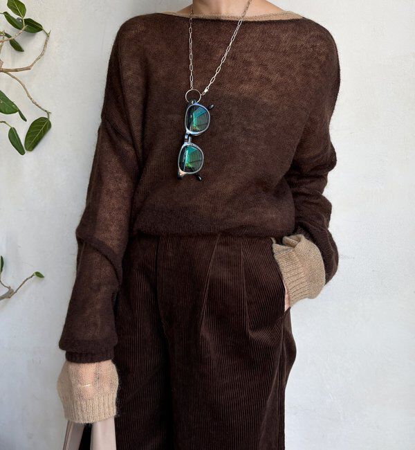  「シアーモヘヤプルオーバー」|ニット・セーター|ブラウン