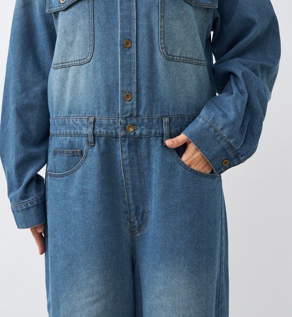  「【一枚で決まる】デニムジャンプスーツ」|ワンピース|