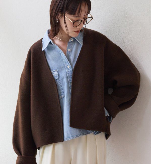  「【上品見え】ウールリバーショートコート」|その他|