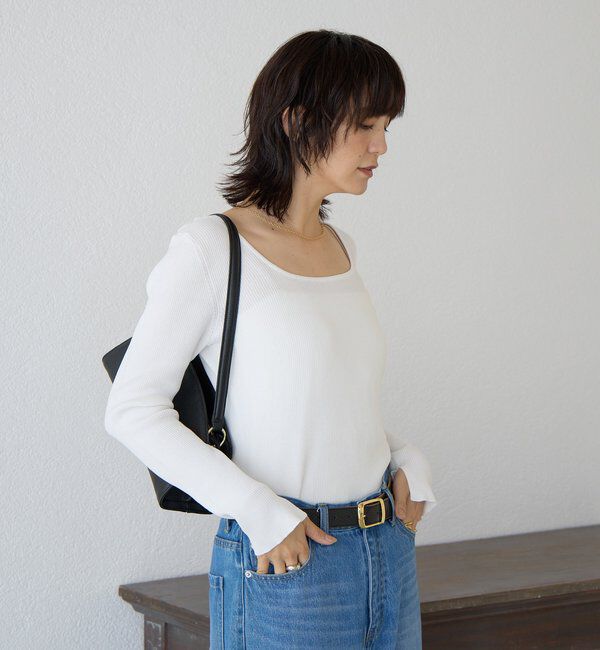  「【女性らしい抜け感】スクエア2WAYリブニット」|ニット・セーター|