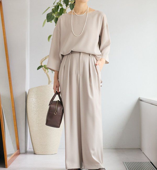  「【オケージョンや通勤に】ダブルサテンタックパンツ」|チノ|