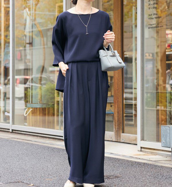  「【オケージョンや通勤に】ダブルサテンタックパンツ」|チノ|