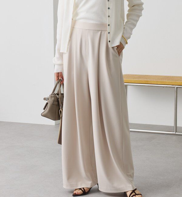  「【3サイス展開】ジャージータックワイドスラックス」|チノ|