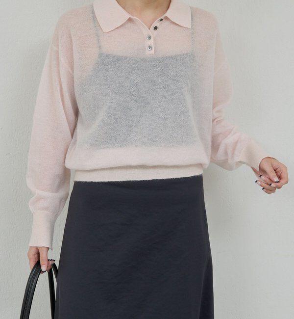  「シアーモヘヤポロニット」|ニット・セーター|ベビーピンク