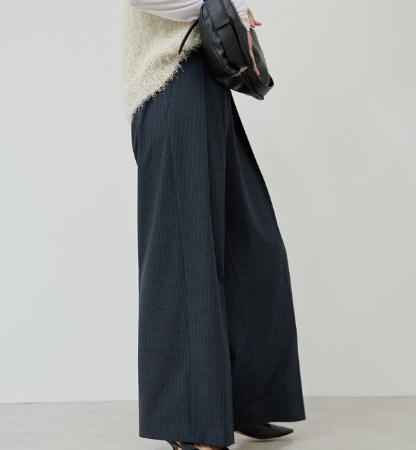  「【手洗い可能】【3サイズ展開】ストライプダブルタックパンツ」|チノ|