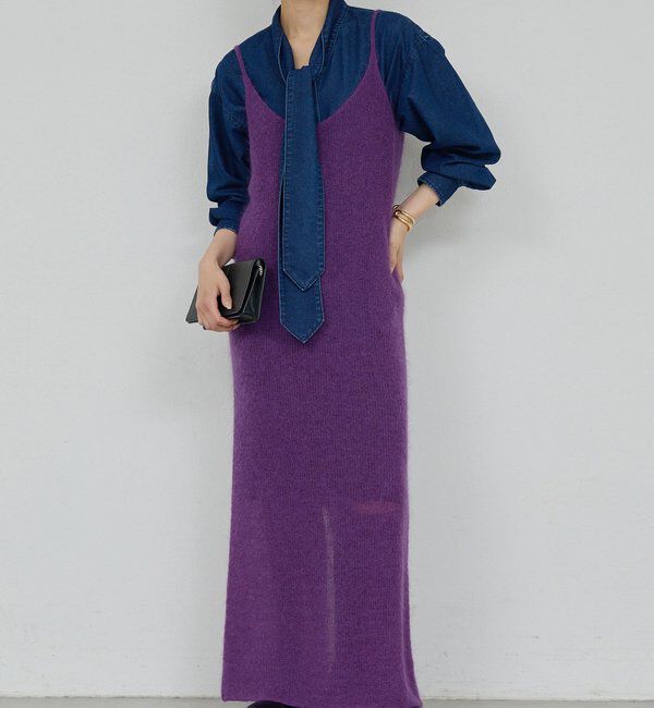  「【比留川游さんコラボ】シアーニットキャミワンピース」|ワンピース|パープル