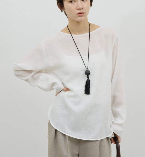  「【手洗い可】ラウンドTガーゼブラウス」|シャツ・ブラウス|オフホワイト