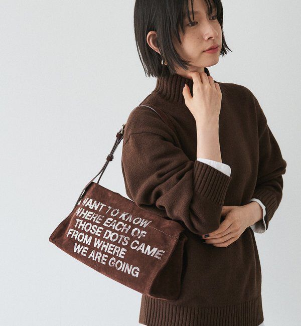  「ステンシルデザインスエードショルダーバッグ」|ショルダー・メッセンジャー|ダークブラウン