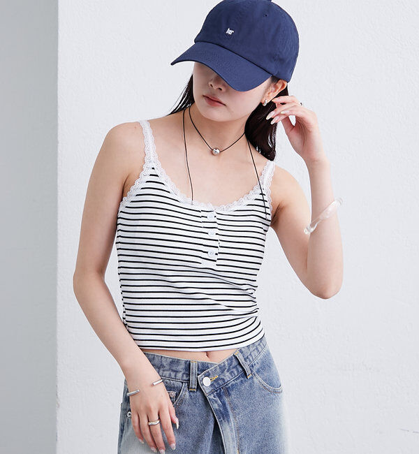  「パット付きボーダーキャミ」|キャミソール|