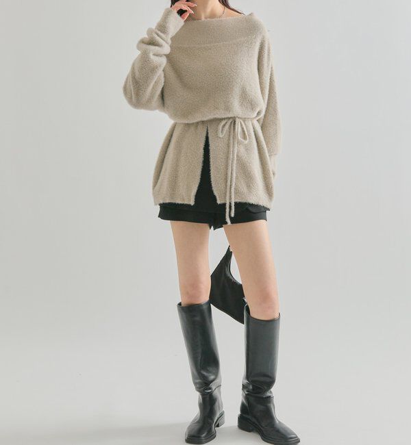  「ミンクライクワイドネックニット」|ニット・セーター|