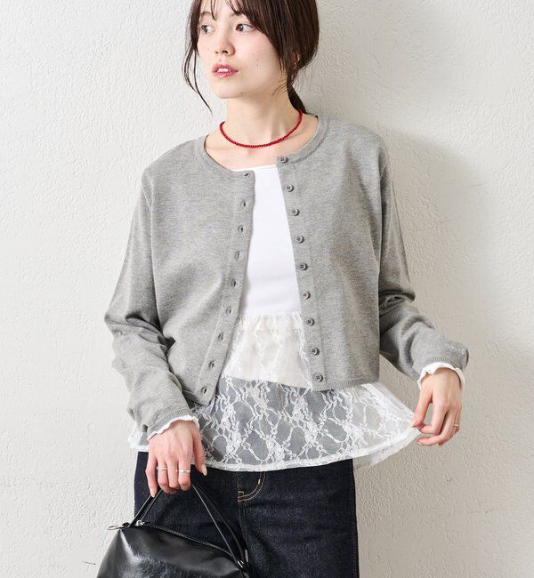  「チビボタン長袖カーディガン」|カーディガン|