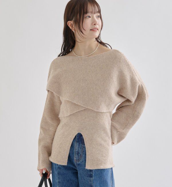  「クロスニットスリットキャミSET」|ニット・セーター|