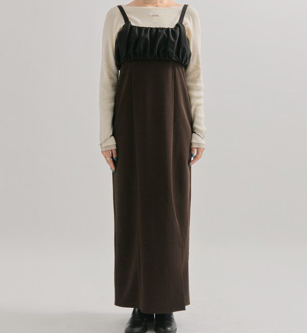  「ギャザービスチェSETワンピース」|ワンピース|