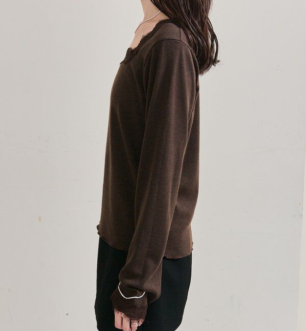  「スクエアネックレースロンT」|Tシャツ・カットソー|