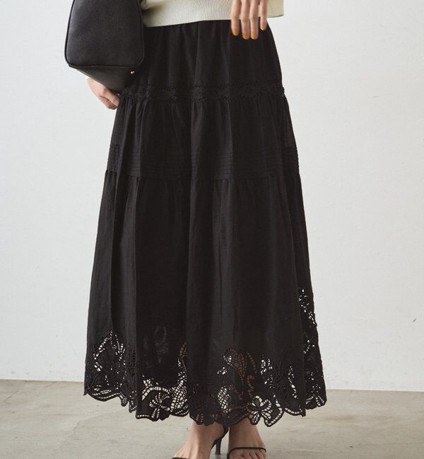  「レースティアードスカート」|スカート|ブラック
