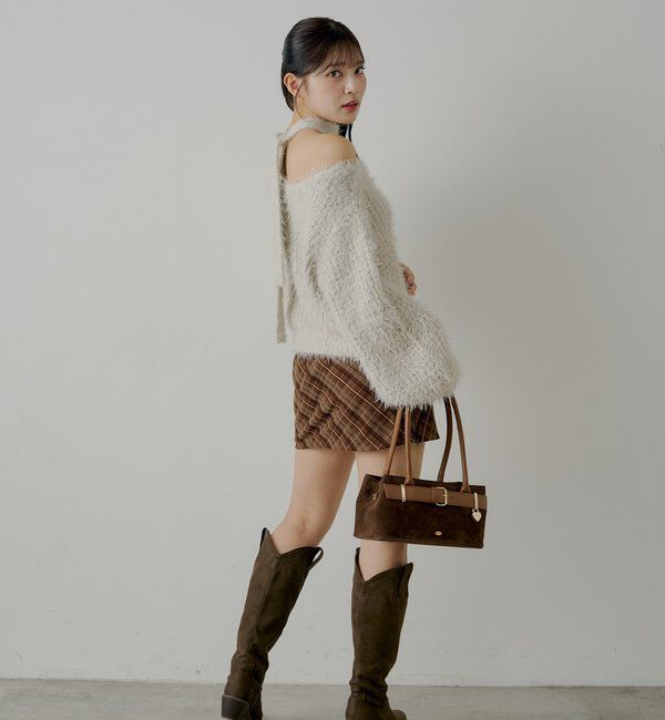  「タイ付きメランジルーズニット」|ニット・セーター|