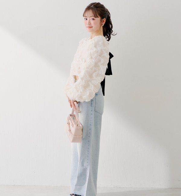  「【SALON by Chico】前後2wayフロントリボンポコポコブラウス」|シャツ・ブラウス|