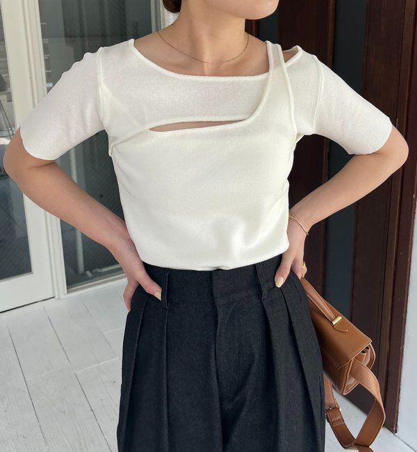  「クロスレイヤード半袖ニット」|ニット・セーター|