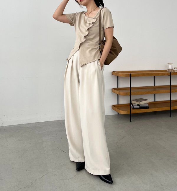  「フリルボタンチビ袖カーディガン」|カーディガン|