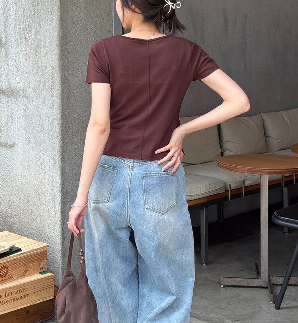  「フリルボタンチビ袖カーディガン」|カーディガン|