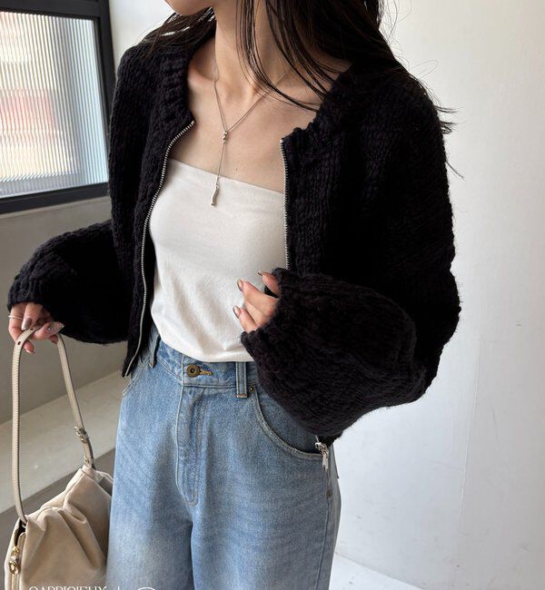  「【LE'MAGE&times;gemeilコラボ】スラブジップカーディガン」|カーディガン|