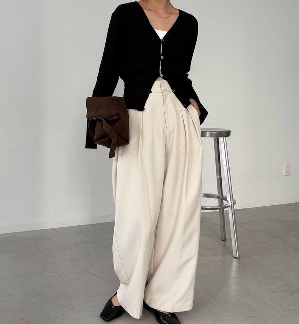  「【スタイルアップ効果◎】裾シャーリングリブカーディガン」|カーディガン|